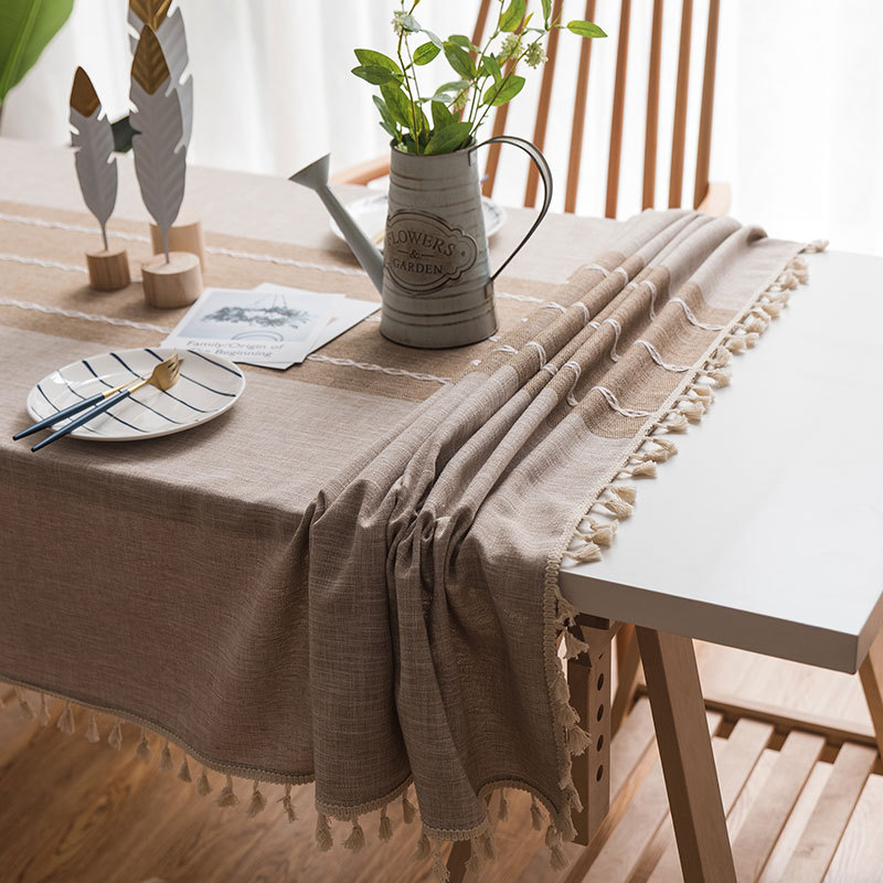 Tablecloth wholesale Nordic cotton linen ins table cloth tablecloth knitted jacquard table cloth coffee table Internet celebrity photography table mat