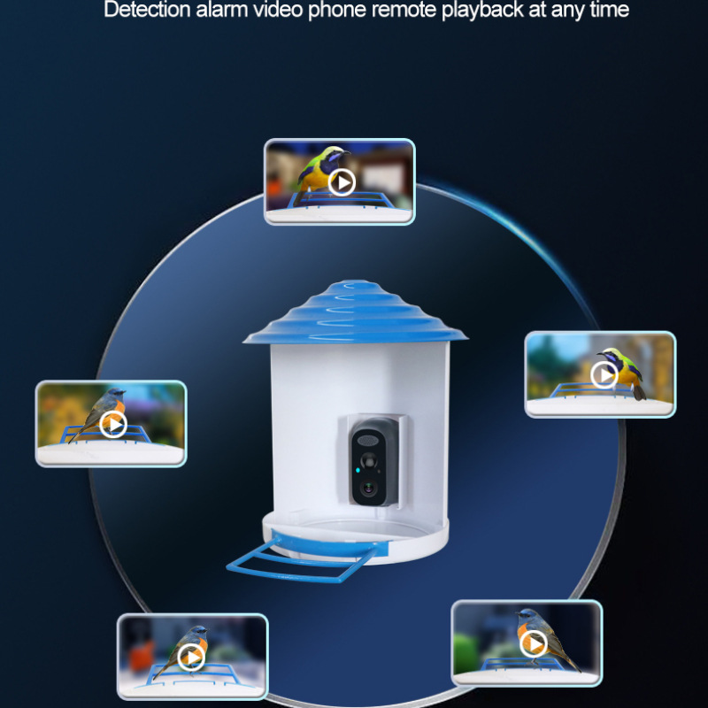 Cross-Border explosion smart AI identification birds solar wireless pet feeding equipment outdoor waterproof bird feeder