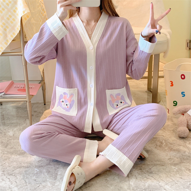 2024新型クロスボーダー卸売りパジャマ女性カーディガン春秋タイプ秋長袖かわいい少女タイプinsホームウェア|undefined