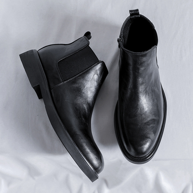 Martin Boots Men's British Style High-top Business Dress Shoes Men's Low-top Black Pointed Chelsea 85711-R