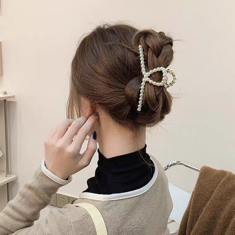 Metal Mesh Red Hairpin Hair Accessories Elegant Elegant Simple Hair Grab Back Head Clip Women's High Ponytail Clip Shark Clip_voghion.com