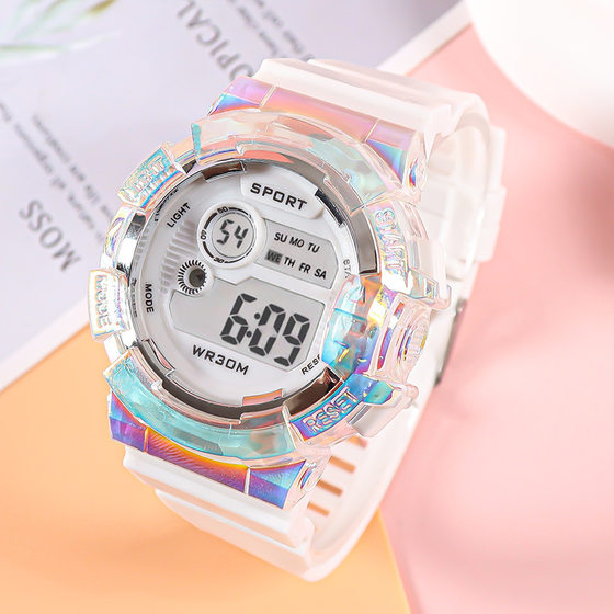 Hot new student electronic watch macaron gradient color watch outdoor waterproof multifunctional sports electronic watch