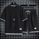 Waffe Sports Casual suit Men's Summer Thin Loose plus size Short-sleeved T-shirt Shorts Set of Handsome Collocation