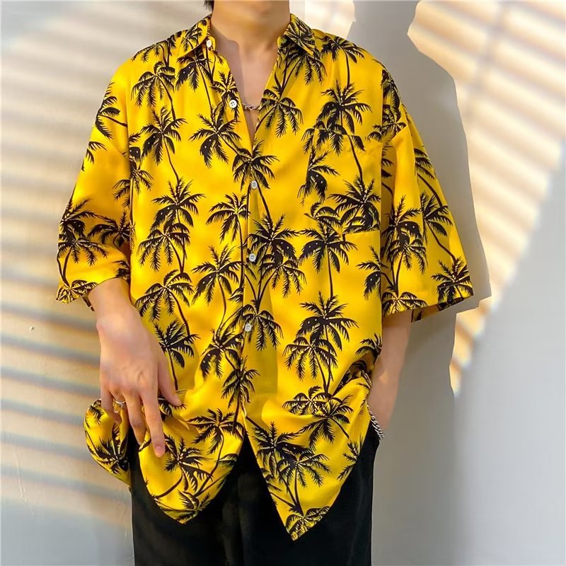 Klein Blue Short-sleeved Shirt Men's Loose Half-sleeved Summer Ins Trendy High-end Design Sense Niche Fucky Handsome Shirt 12