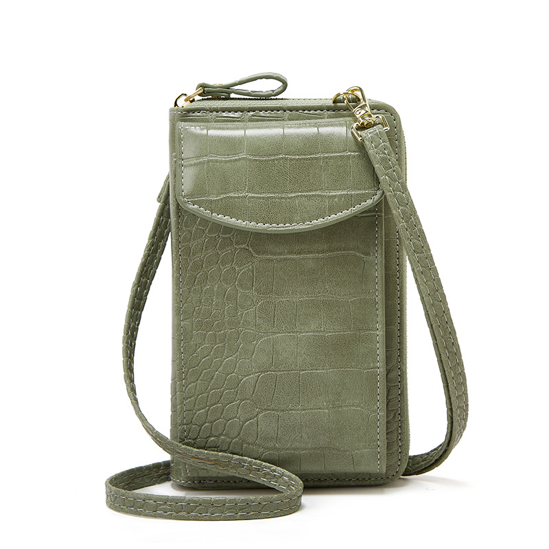 New Crocodile Pattern Mobile Phone Bag Shoulder Crossbody Women's Vertical Coin Purse Large Capacity Coin Bag Card Bag Y600