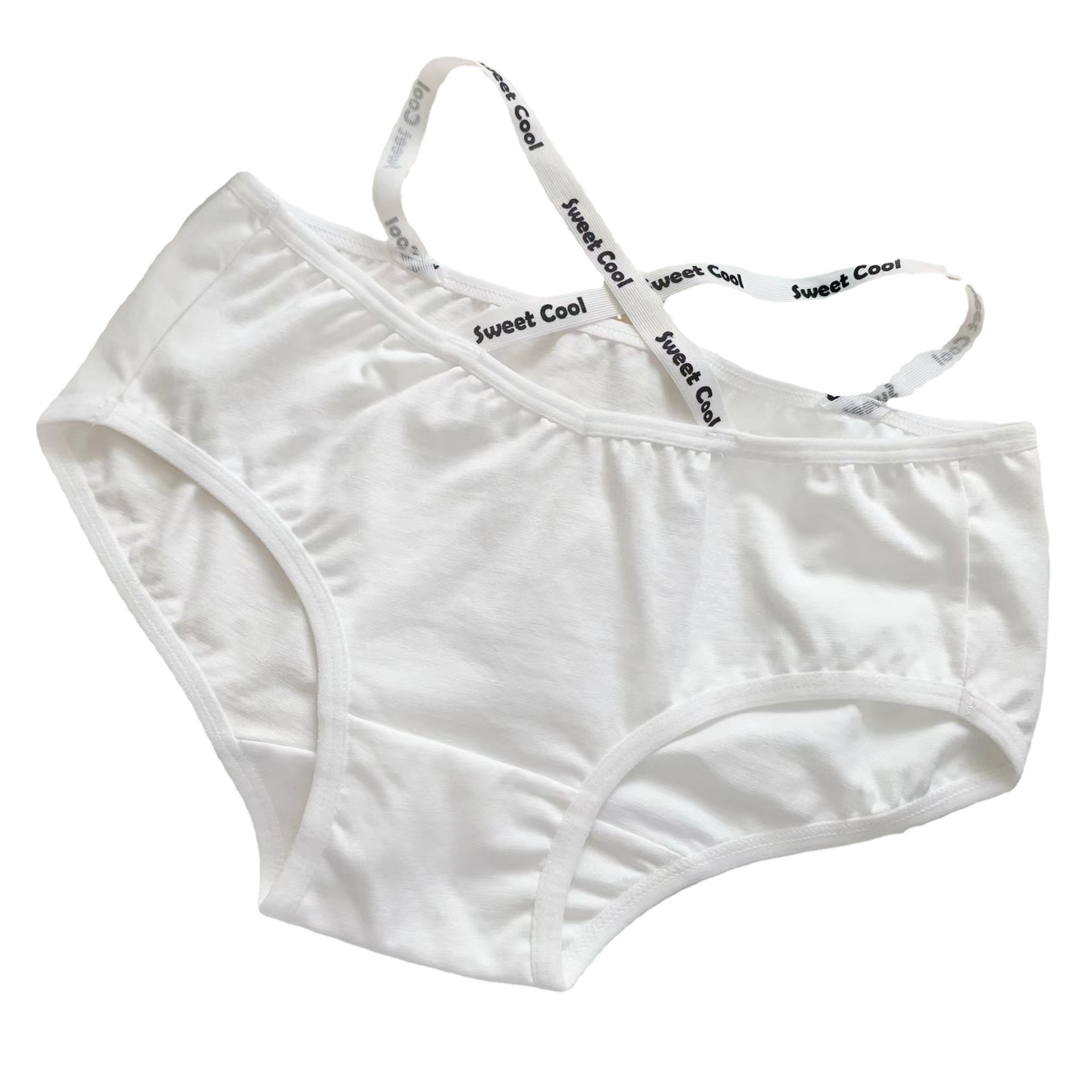 Sports cool girl~Japanese pure cotton underwear for girls, sexy and breathable low-waisted letter cross strap briefs for women