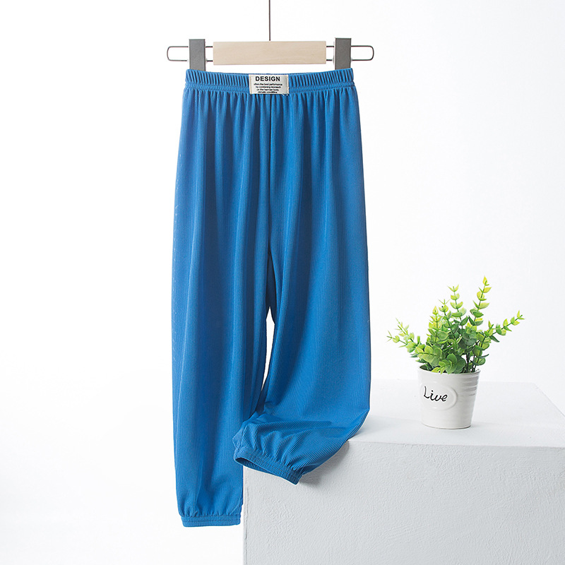 Parent-child Summer Thin Breathable Pit Straight Pants Mother and Daughter Fashion Casual Wide Leg Pants Baby's Leg Anti-mosquito Pants