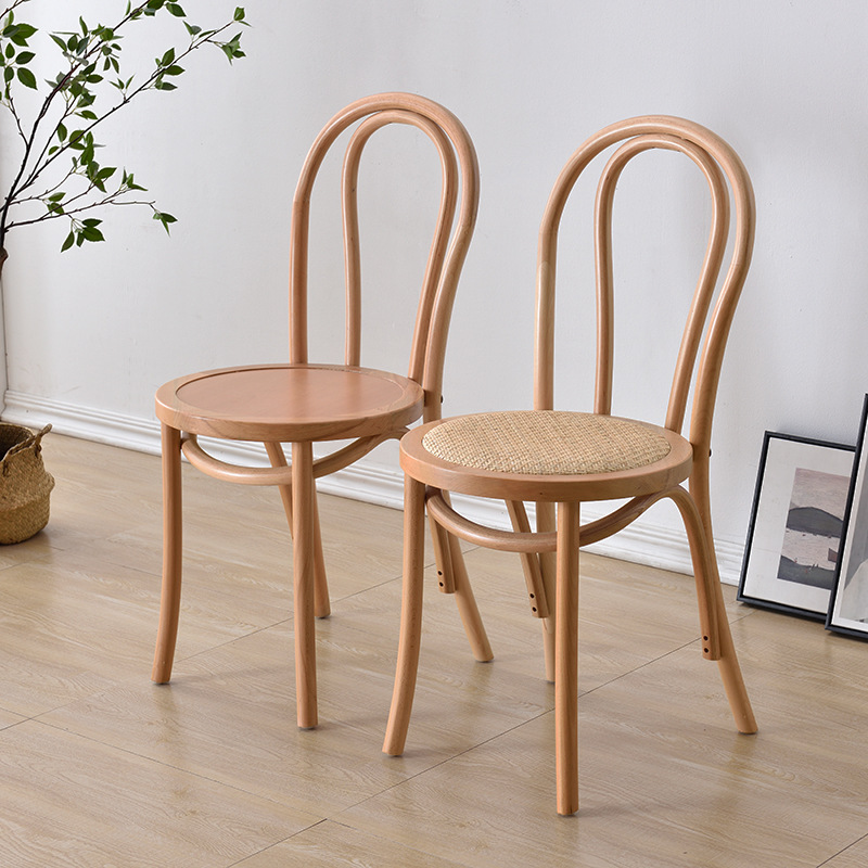 Dining Chair Vintage Solid Wood Chair Home Middle Ancient Rattan Backrest Chair Restaurant Study Furniture Sonette 18 Chair