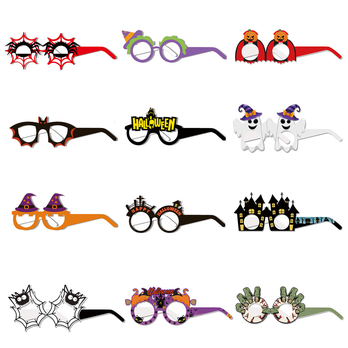 Cross-border Halloween party paper glasses European and American ghost festival Halloween theme funny 12PCs dress up props