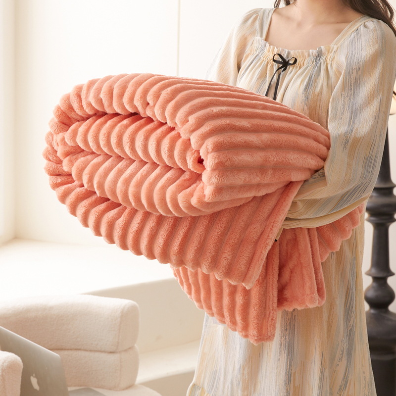 Solid color rabbit plush blanket office nap shawl lunch break air conditioning blanket sofa blanket milk velvet blanket gift blanket