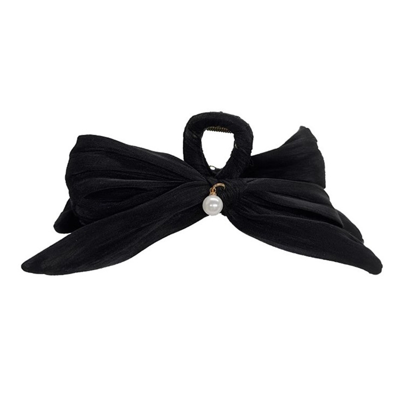 French elegant pearl bow clip female summer simple elegant high sense back head updo shark clip headdress