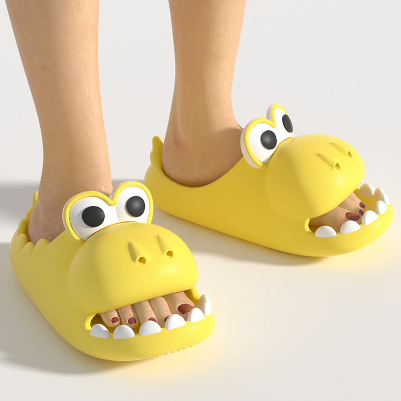 Slippers Women's Summer Cute Dinosaur Feeling Baotou Home Couple Thick Sole Non-Slip Fashionable Outwear Girl Heart Shoes
