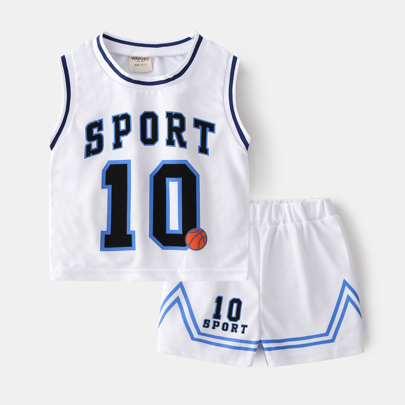 Children's summer sportswear suit 2023 Summer boys suit baby mesh breathable two-piece children's clothing wholesale