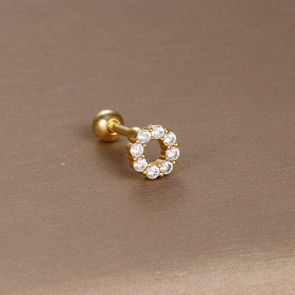 Cross-border Hot Puncture Jewelry Stainless Steel Ear Nail Zircon Ball Screw Small Ear Nail Women Light Luxury Ear Accessories Wholesale