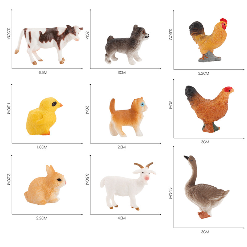 跨境仿真农场牧场小动物模型小狗绵羊兔子家禽鸡鸭鹅桌面沙盘摆件