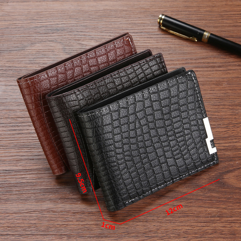 New Wallet Men's Short Wallet Men's Young Men's Korean-style Multi-card Retro Crocodile Pattern Fashionable Horizontal Soft Wallet