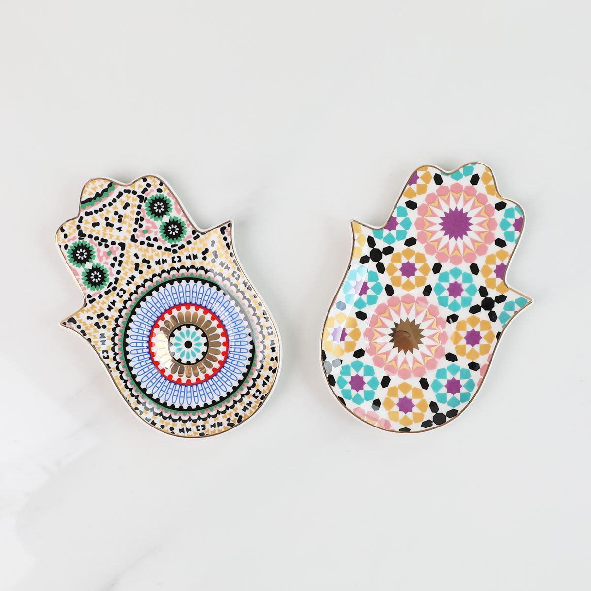 Devil's Eye Jewelry Tray Tea Cup Coaster Ceramic Jewelry Dish Nordic Bergamot Palm Tray Ornaments