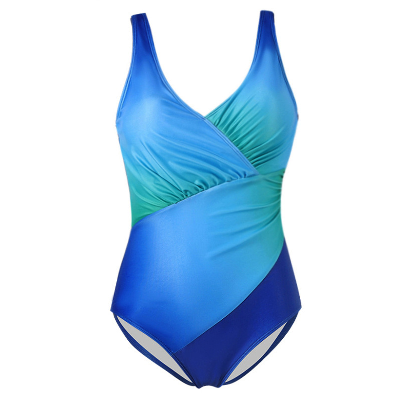 Cross-border New European and American Swimwear bikini Rainbow Gradient Fat Woman Plus Size Fat Woman One-piece Swimsuit bikini