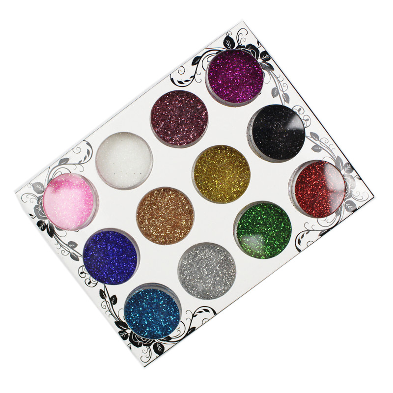 Nail art fine powder twelve color magic color gradient laser glitter glitter powder sequins export material DIY text toys