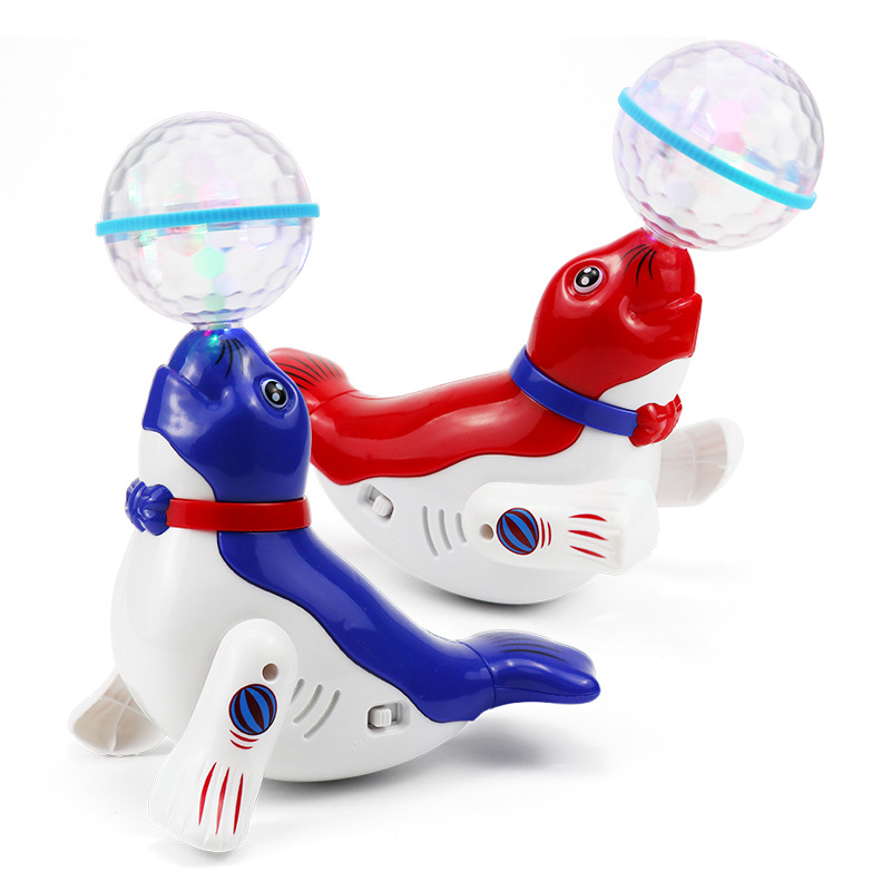 Cross-border children's universal rotating light music Projection Dance top ball sea lion dolphin electric toy trembles Net Red