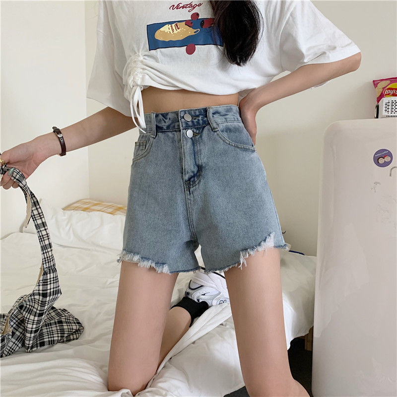 8171 Korean style Denim shorts female 2022 new student Chic loose all-match wide leg shorts high waist hot pants fashion