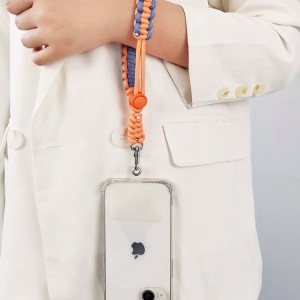 Beijing naranja tejido retráctil teléfono móvil cordón muñeca Cámara anti-Pérdida cuerda hombres y mujeres Correa gruesa resistente a la caída deportes al aire libre