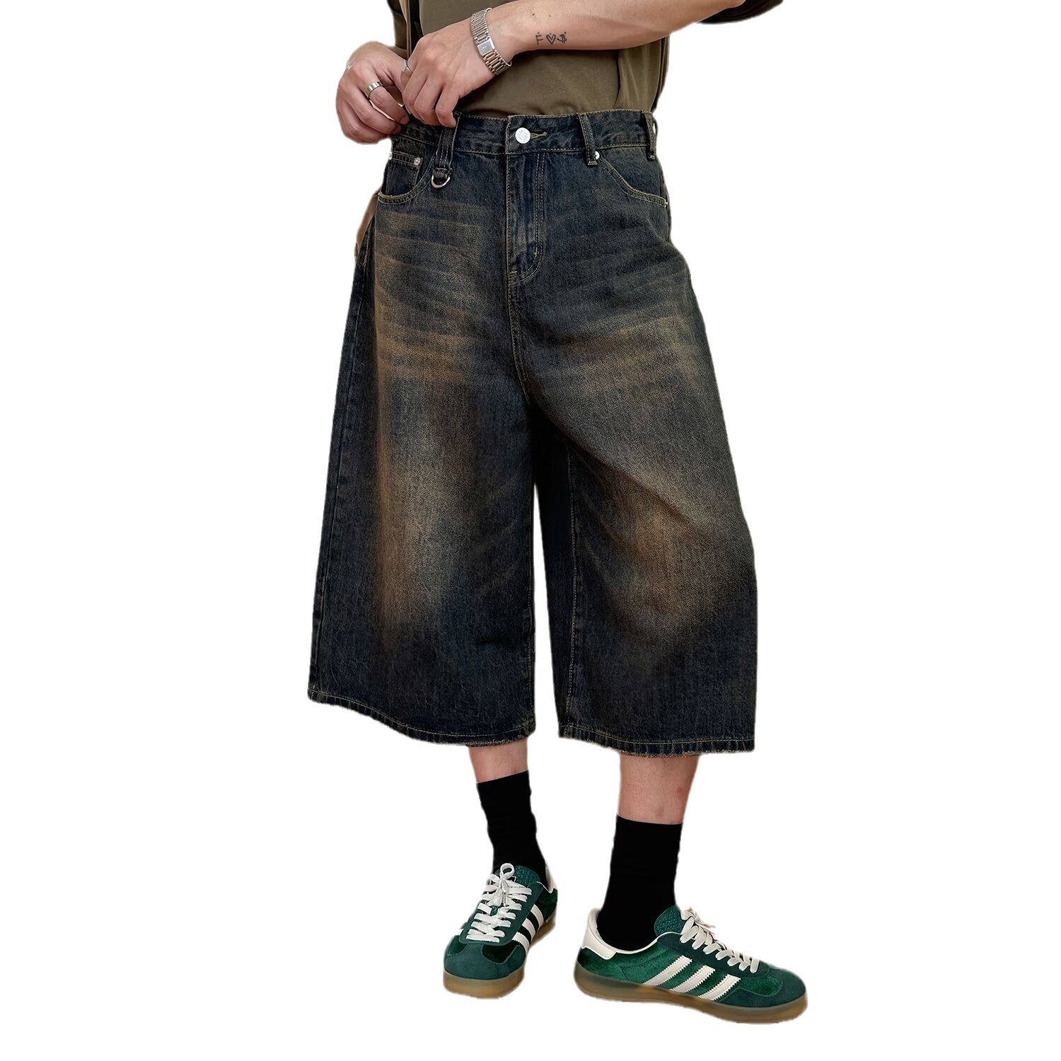 Men's denim shorts 2024 new cross-border high quality men's cropped pants trendy Denim shorts