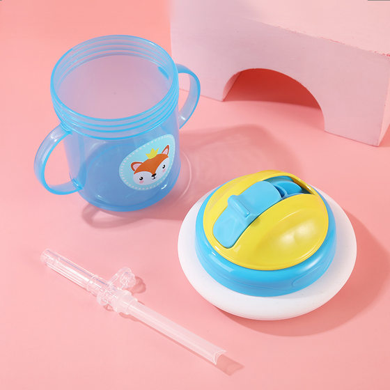 Cross-border large-caliber infant straw drinking cup children drinking water dustproof slide training PP Cup maternal and child supplies