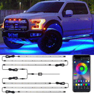 Car chassis Light 6PCs one-on-six Bluetooth APP magic color long undercurrent light 300LED RGB atmosphere light