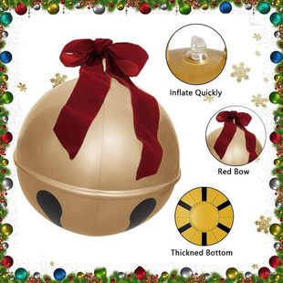 Cross-border New Inflatable Christmas Bell with Bow Bell Decoration Outdoor Courtyard Arrangement