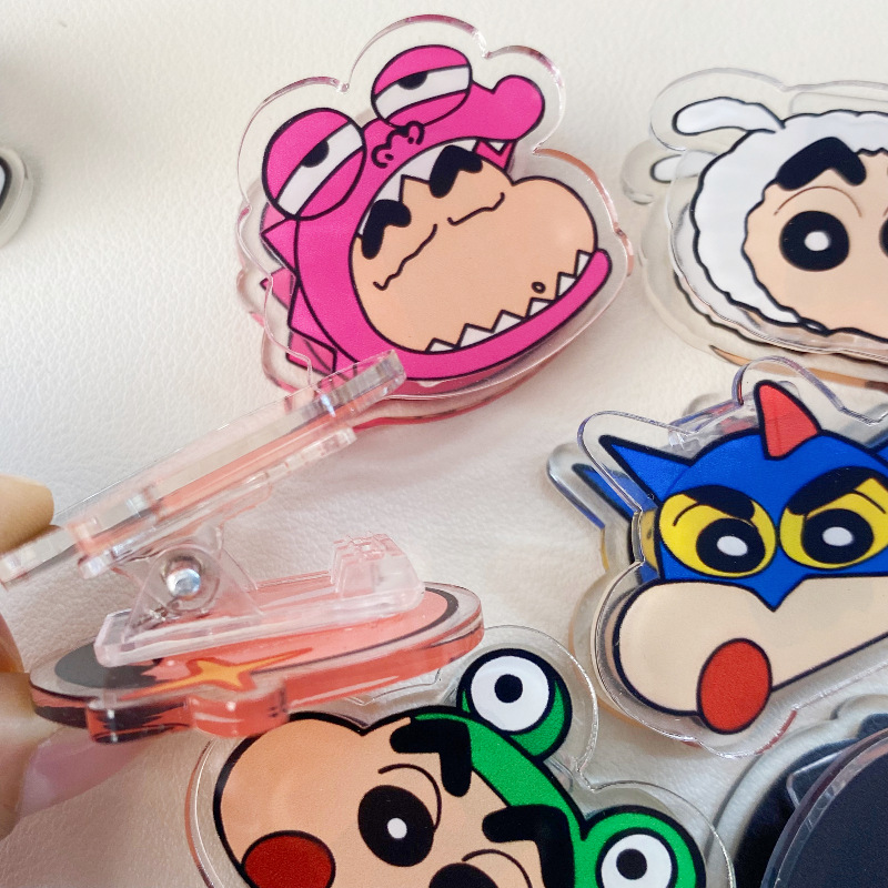 Crayon small new note clip cartoon animation peripheral color double-sided clip acrylic clip pp clip file storage clip
