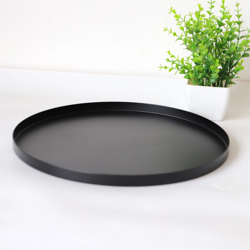 Nordic Black Disc Metal Tray Storage Plate Ornaments Jewelry Plate Round Plate Fruit Plate Crafts Storage Plate