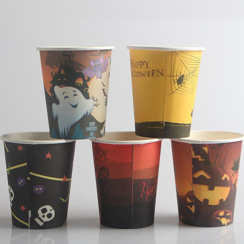 Halloween party supplies disposable paper tableware holiday party party party party party Ghost Festival paper cup wholesale