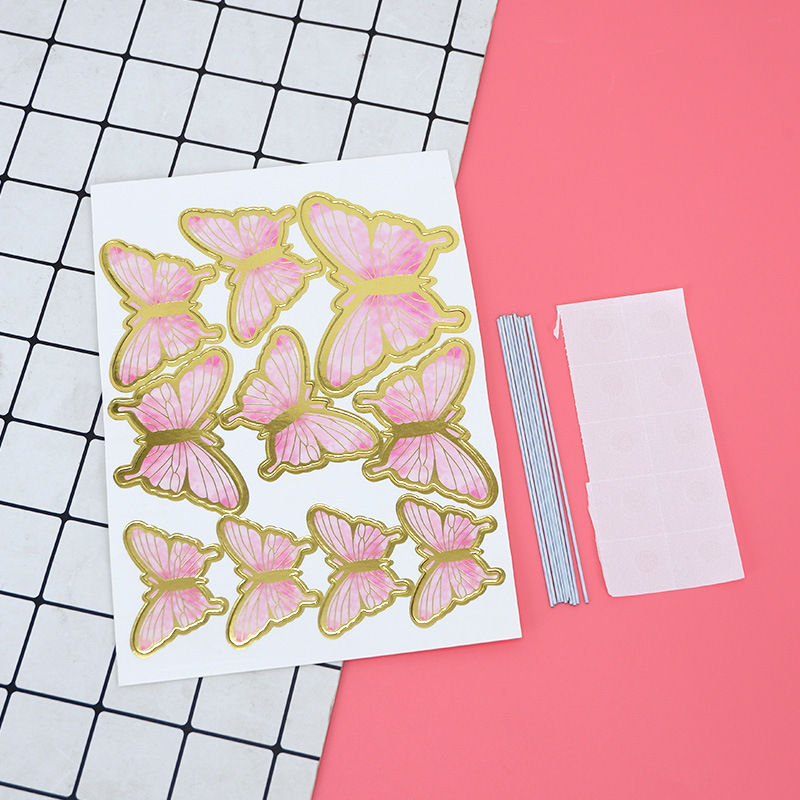 Baking cake decoration creative pink butterfly magic ball plug-in cake card insertion birthday party dress-up supplies