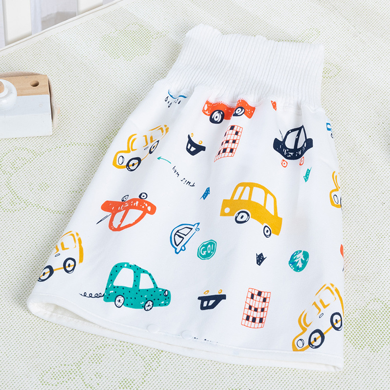 Baby's Urinalysis Skirt Waterproof Leak-proof Nappies Cotton Baby's High Waist Belly Protection Pants Washable Pocket