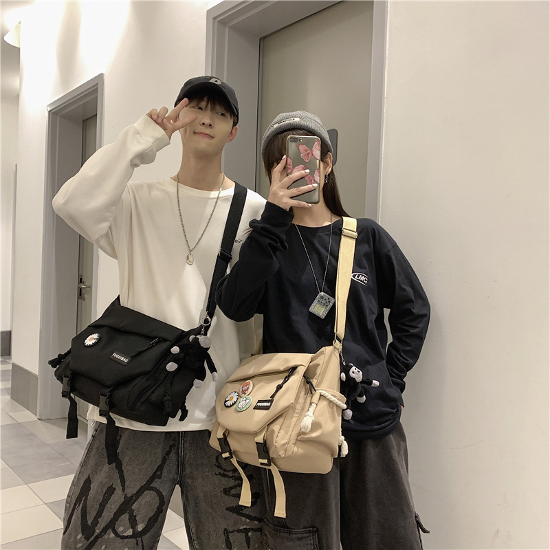 Crossbody Bag Men's Japanese Style Casual Large Capacity Shoulder Bag Tooling Messenger Bag Crossbody Bag National Trendy Boys Bag Satchel