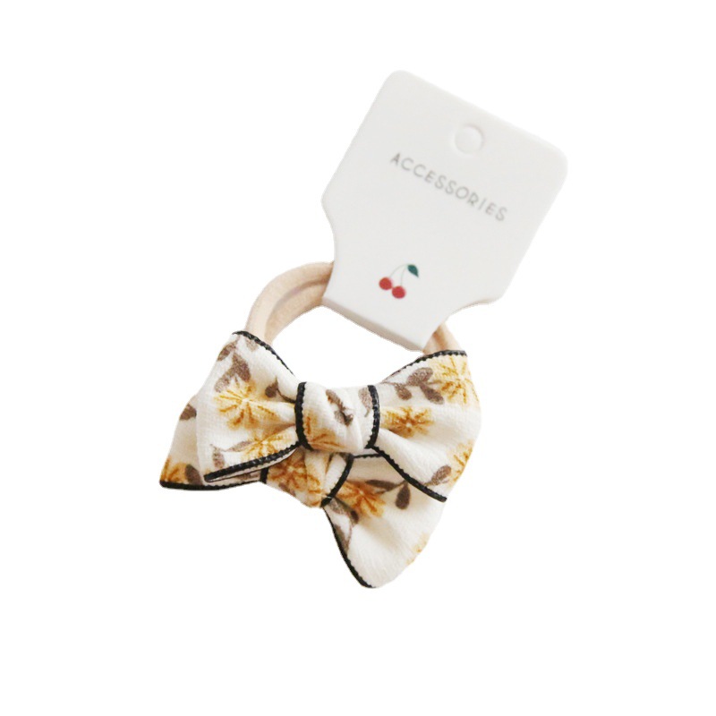 A137 cross-border factory wholesale cute children's headdress hair accessories simple bow basic hair rope rubber band 1 pair