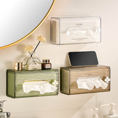 Wall-mounted storage tissue box type paper box wash towel toilet kitchen household non-perforated storage box