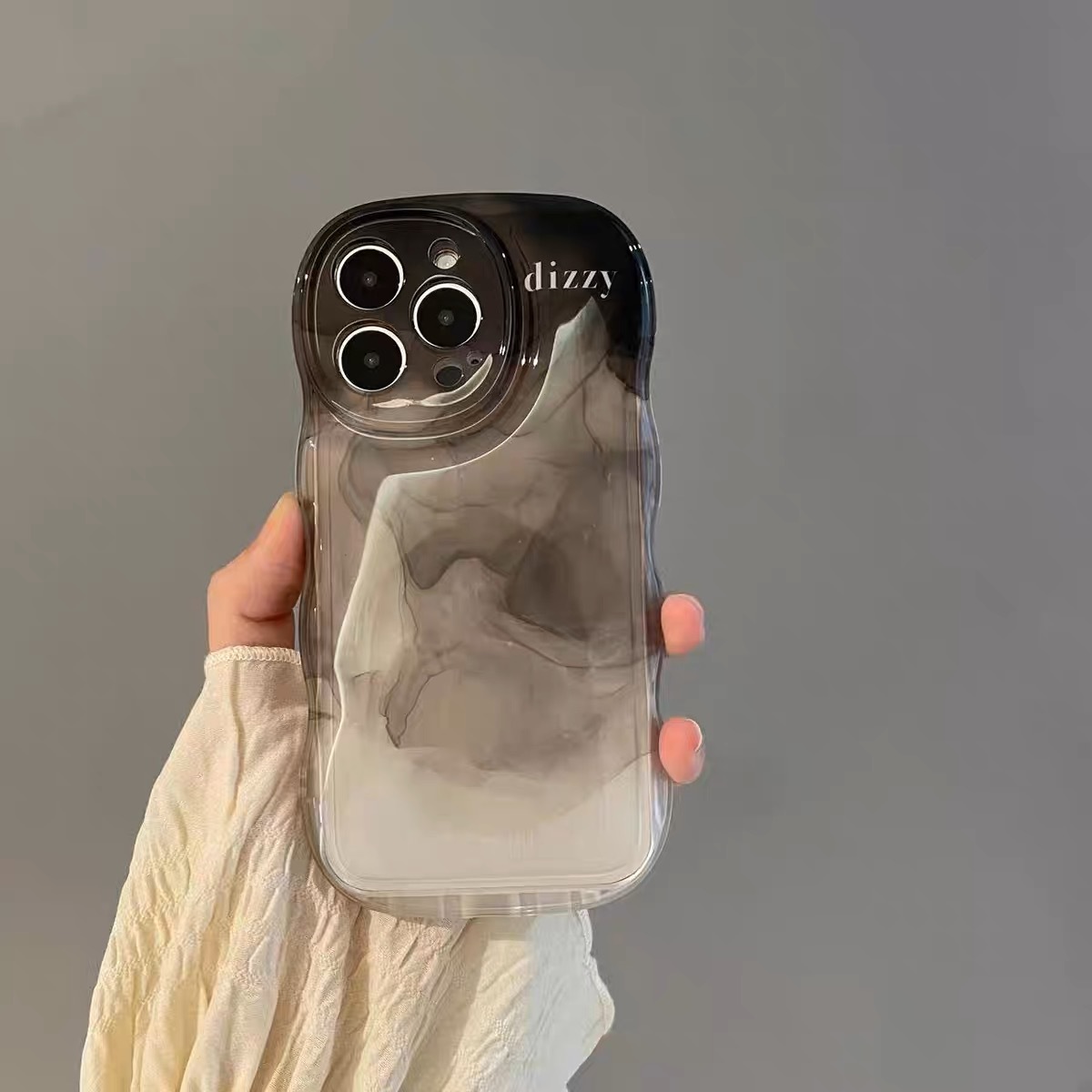 高級感黑灰色暈染適用iphone14Promax蘋果15Pro透明12/11手機殼女