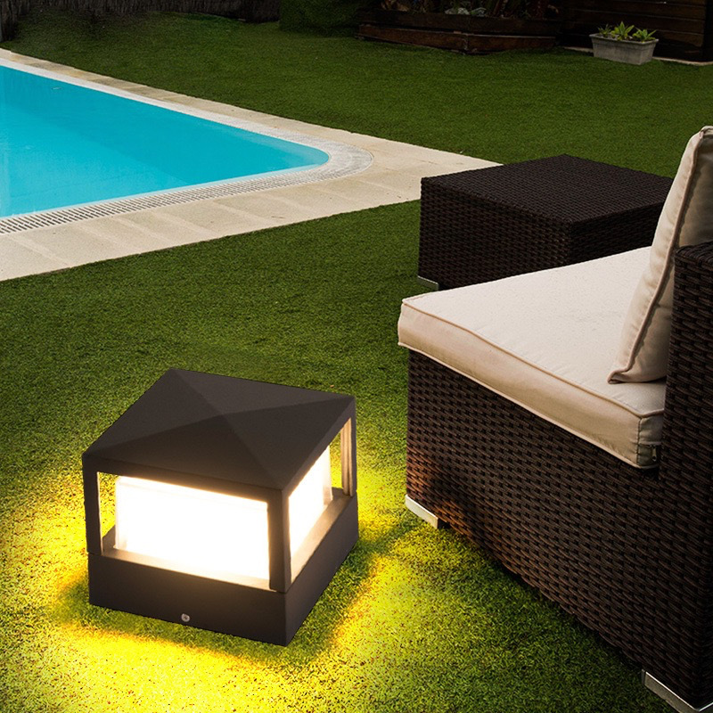 LED solar outdoor pillar lamp courtyard lawn lamp fence pillar small lamp waterproof garden villa landscape lamp