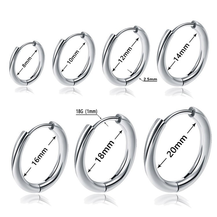 Titanium steel earrings solid circle earrings men's and women's small earrings Akri with black earrings 18K gold earrings