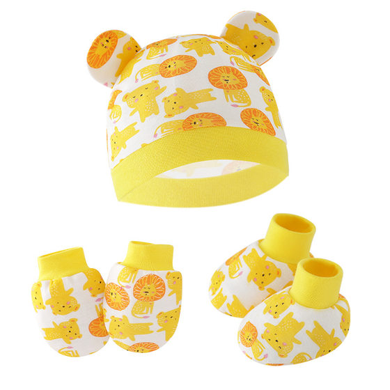 Foreign trade European and American newborn hat anti-scratch gloves foot cover baby hat baby hat newborn baby hat protective gloves