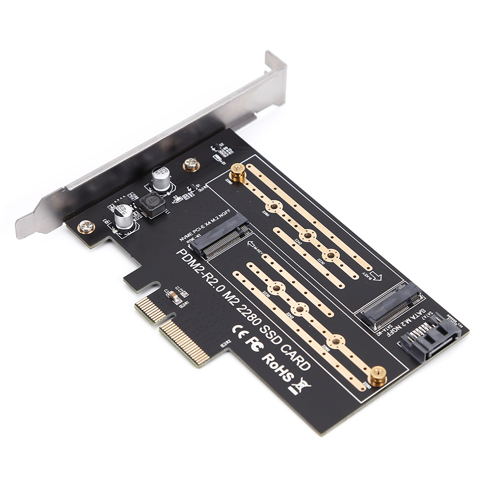 PCIE to M.2NVME/NGFF high-speed dual-disk adapter desktop computer SSD solid-state hard disk expansion card