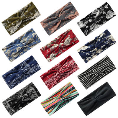 European and American Bohemian Yoga Sports Hair Band Elastic Non-slip Wide Hair Band Exercise Running Sweat-absorbent Women's Headband