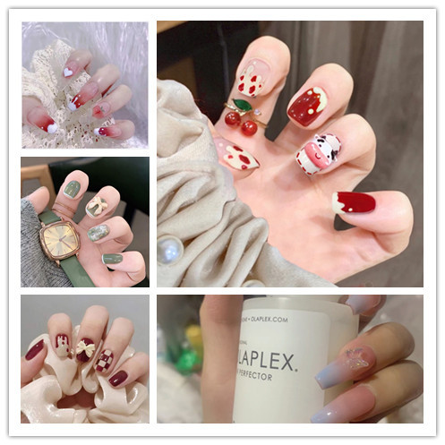 Little Red Book ins Diamond Nail Art Patch Wear Armor Removable Fake Nail Patch Finished Nail Art Patch Wholesale