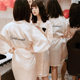 Morning Robe Female Bride Spring Summer Wedding Nightgown Bridesmaid Group Bride Wedding Pajamas Ice Silk Bathrobe Sexy Home Clothes Autumn