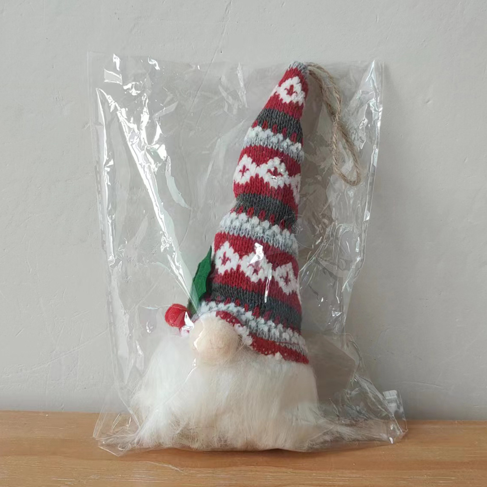 Christmas knitted hat with light faceless doll pendant atmosphere layout luminous old man little doll tree pendant_voghion.com