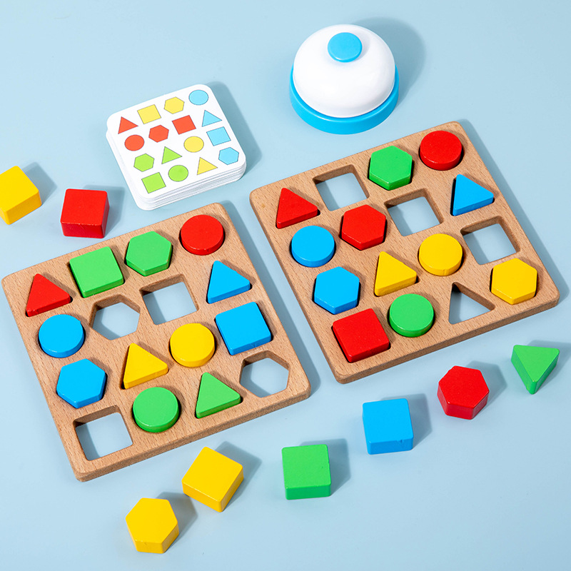 Factory cpc wooden geometric shape matching game children's educational early education parent-child interactive desktop toy