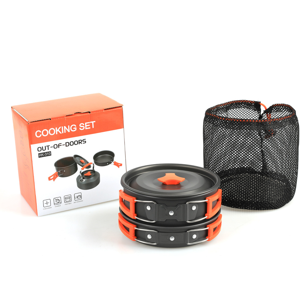 Cross-border Outdoor Camping Pot HK310 Set Pot 2-3 Person Portable Picnic Set Pot Teapot Combination