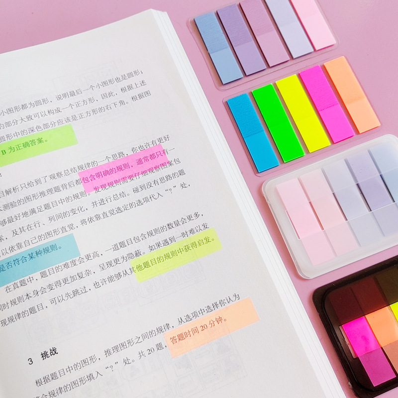 Pet Fluorescent Post-it Notes Macaron N-time Stickers Creative Markers Indicative Index Stickers Student Memo Note Stickers